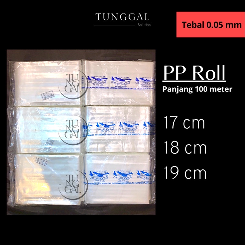 Plastik PP Roll Cap Jet - panjang 100 meter, tebal 0.05 mm. plastik snack tebal, plastik cemilan los