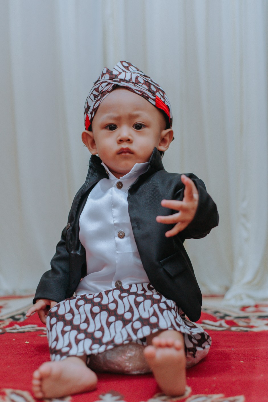 Blangkon Anak Jogja Jebeh Motif Batik Putih
