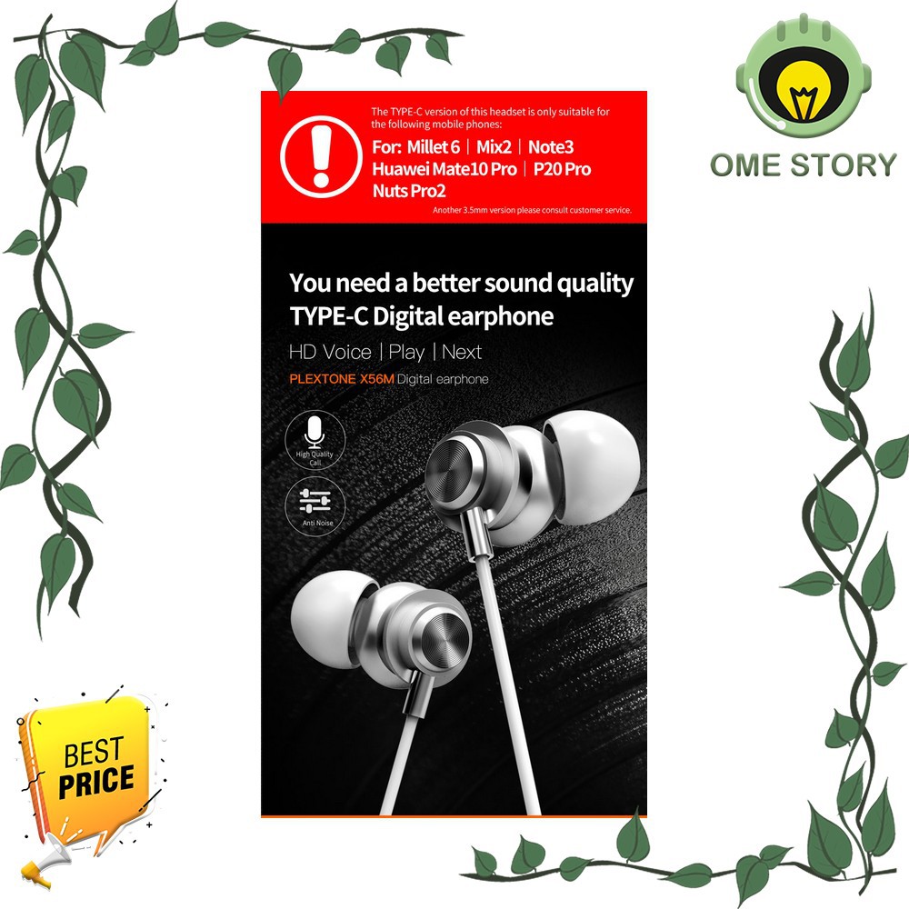 PLEXTONE X56M Earphone Jack 3.5mm Wired Headset Mic Headphone Waterproof Handsfree Kabel Volume