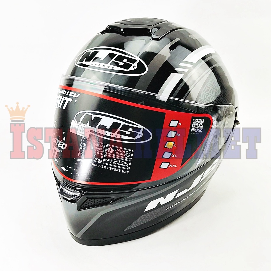 HELM NJS ZX-1 SPECTER BLACK / SILVER FULL FACE DOUBLE VISOR