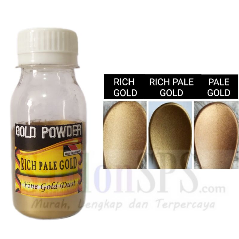 RICH PALE GOLD POWDER BUBUK EMAS BASIS SOLVENT MINYAK 50gr