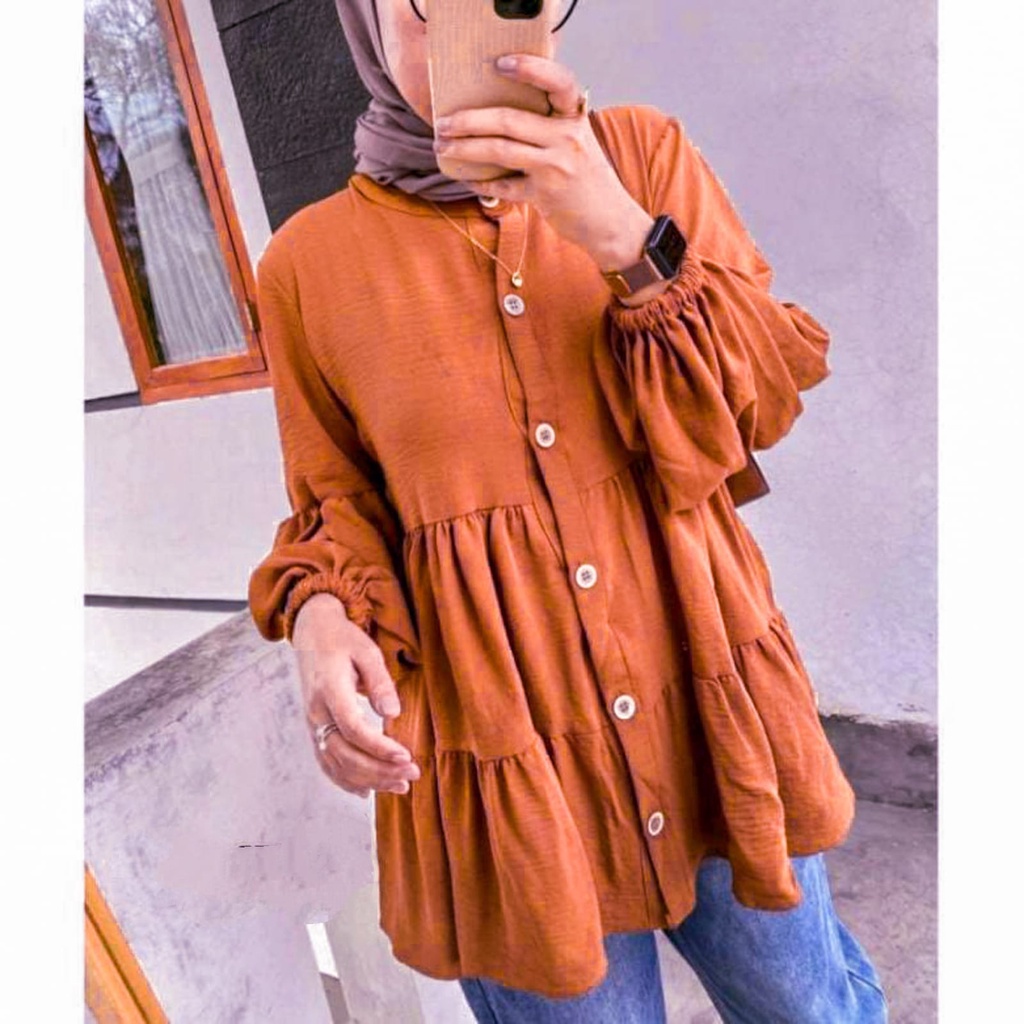 Kemeja Wanita Popita Tunik Bahan Crincle Airflow Full Best Seller