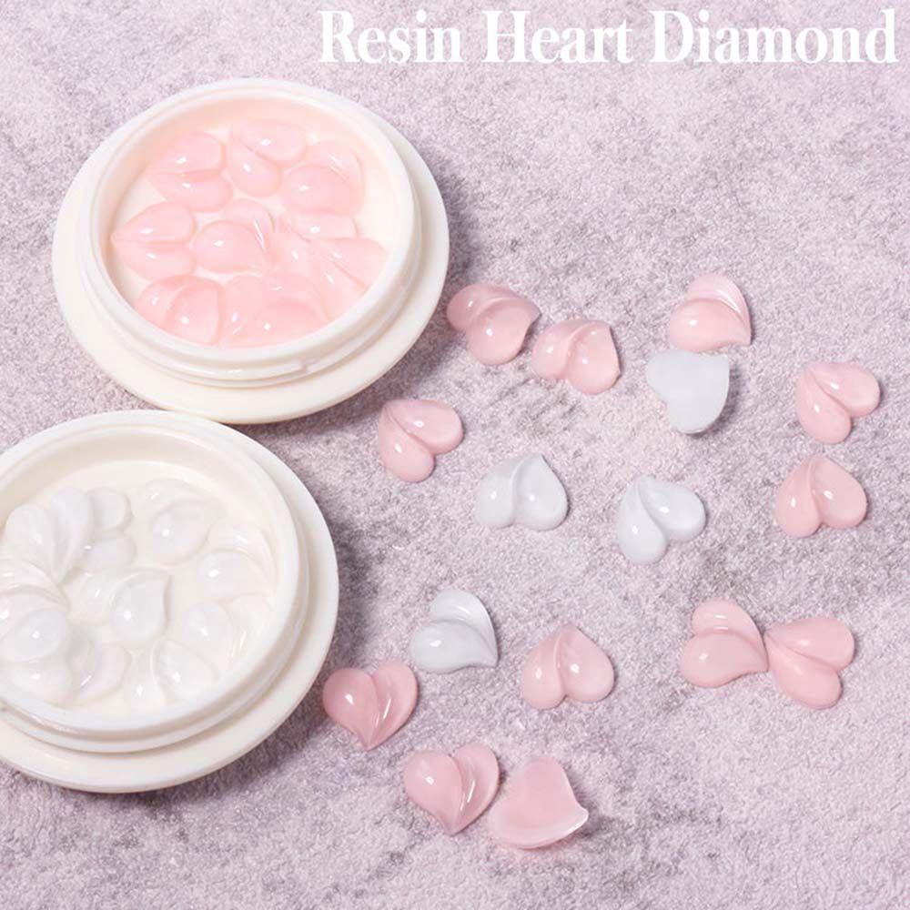 AUGUSTINA Agustina Perhiasan Kuku Berbentuk Hati Gaya Jepang Permen Warna Bengkok Aurora Symphony Peach Heart DIY Nail Art Ornamen