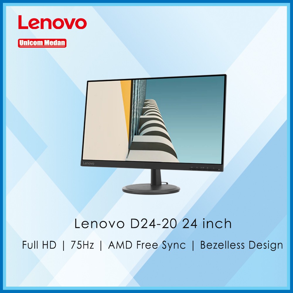 Monitor LED Lenovo D24 D24-20 24&quot; VA 1080p VGA HDMI 75Hz FreeSync