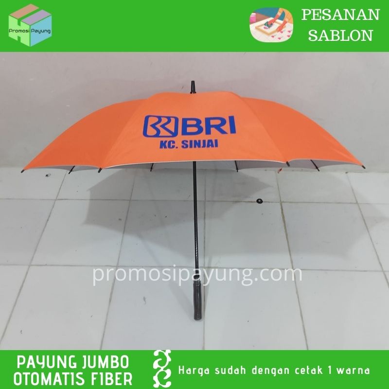 [ payung custom grosir ] payung ukuran besar jumbo golf Fiber Lapis silver sudah sablon 1 warna