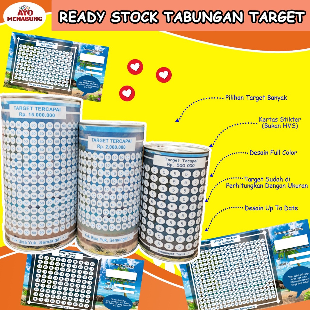 Celengan Target/Tabungan Target Murah/Celengan Viral TikTok/Celengan Target 10 juta/Ukuran S,M,L