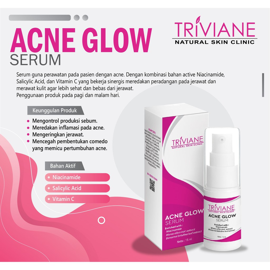 Triviane Acne Glow Serum 15ml Original / Serum Wajah Berjerawat BPOM Aman