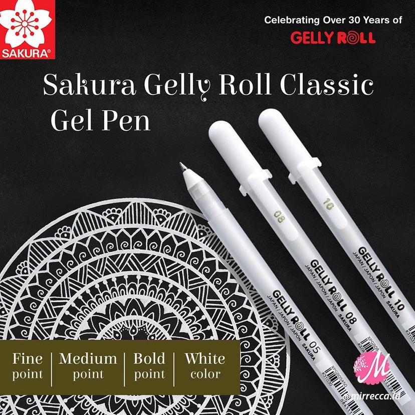 

[(BAYAR DITEMPAT) SAKURA GELLY ROLL CLASSIC WHITE GEL INK PEN FINE MEDIUM BOLD POINT | 05 08 10 PULPEN ART TINTA PUTIH