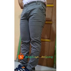 CELANA CHINO PANJANG PRIA SLIMFIT melar, adem dan halus  ABU dan CREAM