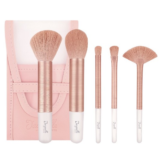 Jacquelle Rose Golden Travel Size Brush Set isi 5