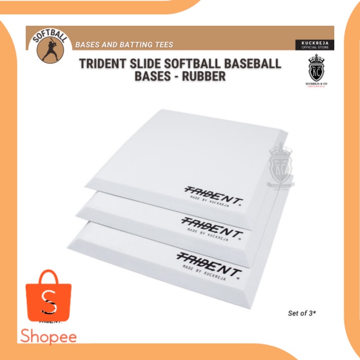 Trident Slide Softball Baseball Bases - Rubber Set of 3 last stok 6