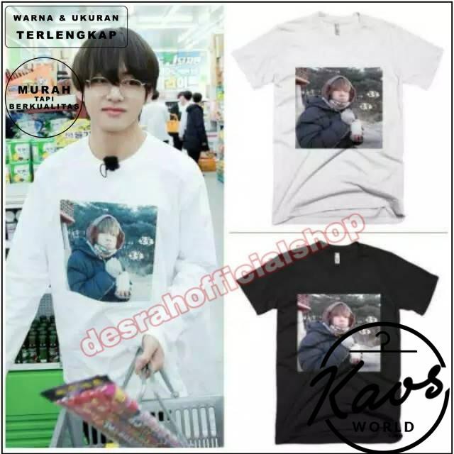 Kaos bts RUNNING taehyung foto free stiker bt21