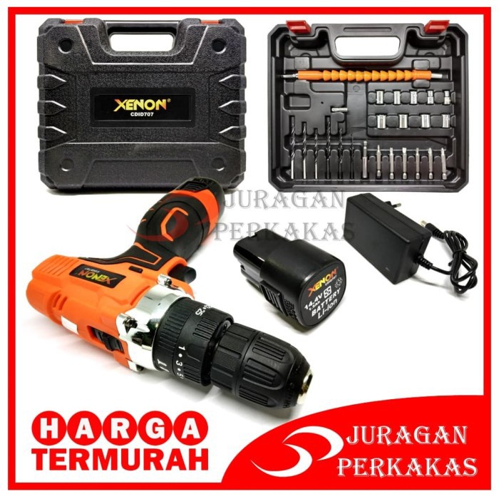 XENON CDID707 MESIN BOR BETON BATERAI CORDLESS IMPACT DRILL AKSESORIS
