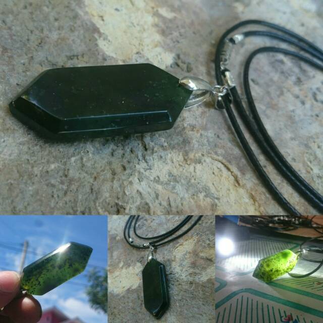 Kalung Liontin Natural Giok Black Jade Aceh Terapi Heksagonal AAA+ QUALITY