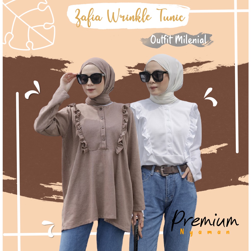 Baju Atasan Tunik Busui Friendly Wanita Putih Polos Jumbo Kekinian Lengan Panjang Terbaru Murah