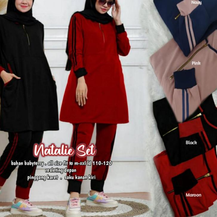 Hot Sell.. natalie hijab sporty olahraga pakaian olahraga wanita jaket olahraga wanita set ori disha