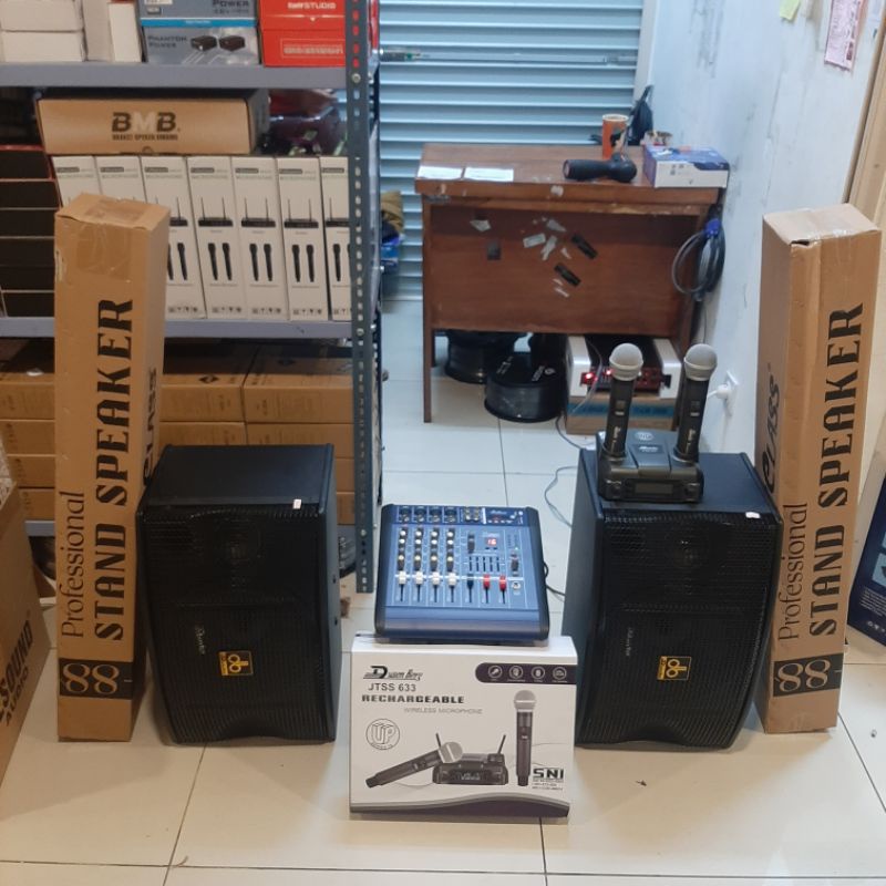 KARAOKE SET DUSENBERG 10 INCH, POWER MIXER, 2 MIC WIRELESS CHARGER-SNI - LIVE AKUSTIC