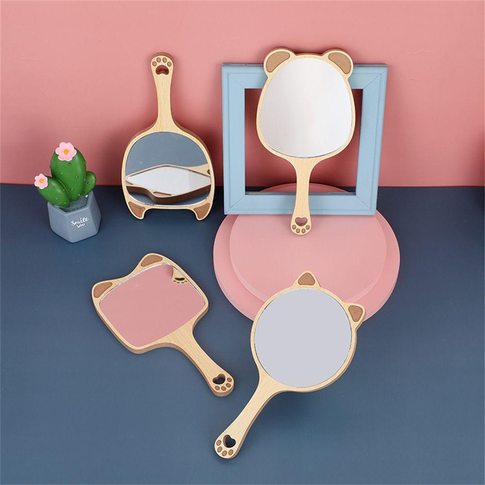 R-flower Makeup mirror Lucu Baru Dengan Pegangan High-definition Handheld Vintage Dressing mirror