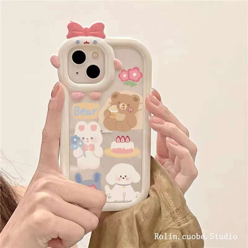 Ins Casing iPhone 14 14pro 14Plus 14prm 13 13pro 13pro 13prm 11 6splus 7Plus 8Plus Xr XS 13 12pro Max Motif Kelinci