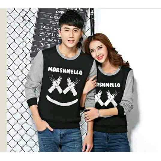 Couple Sweater Marshmello   Biru Muda