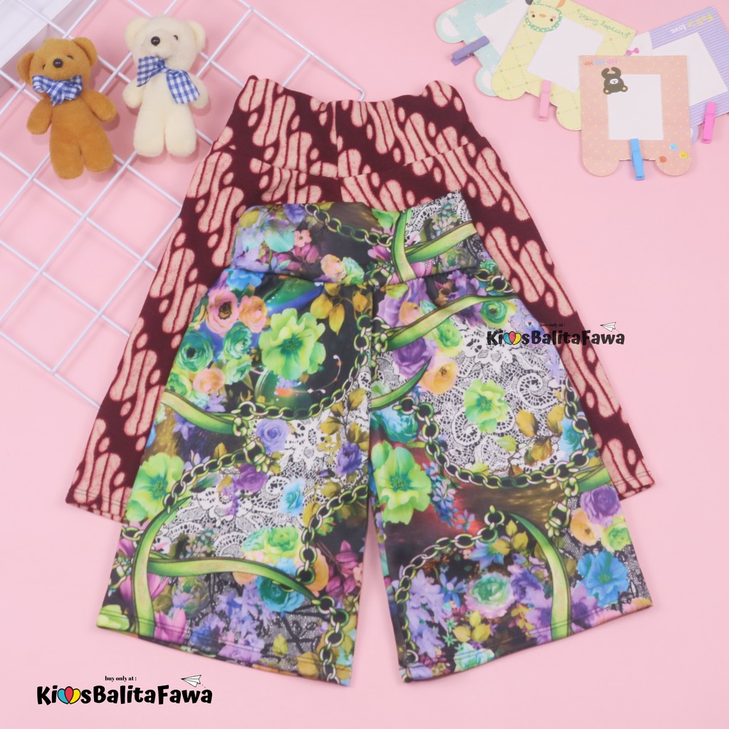 Kulot Motif Uk. 3-4 Tahun / Celana 3per4 Anak Cewek Skirt Murah Celana Pendek Pants Adem Kulot