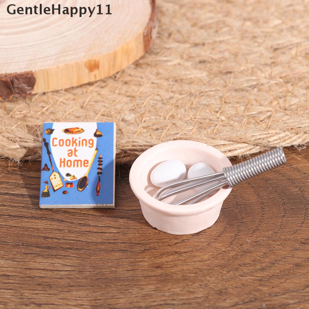 Gentlehappy Mainan Miniatur Mangkok + Pengocok Telur Skala 1: 12 Untuk Aksesoris Rumah Boneka