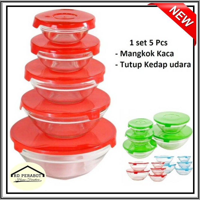 MANGKOK BERANAK / MANGKOK SUSUN / MANGKOK KACA / SET BOWL KACA / MANGKOK KIMGLASS