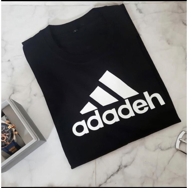 BAJU KAOS TSHIRT PRIA WANITA KATA KATA LUCU ADADEH PLESETAN LOGO ADIDAS