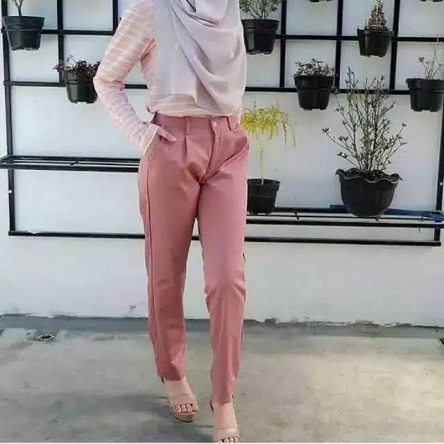 CELANA WANITA || BAGGY PANTS DUSTYPINK