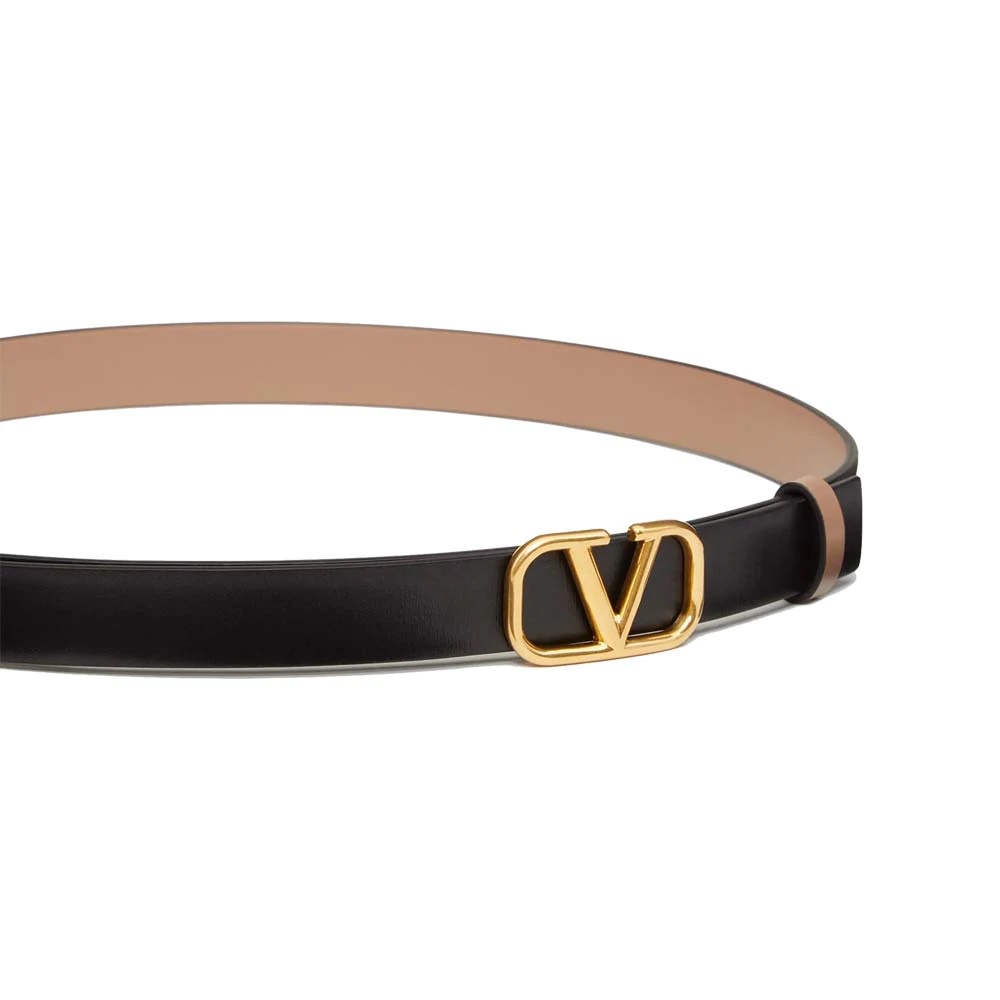 VLTN VLOGO Reversible Leather Belt 2cm Nude/Black GHW