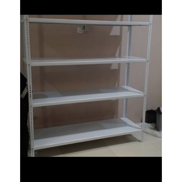 rak besi 120x40x200 4 susun / ambalan + kaki karet