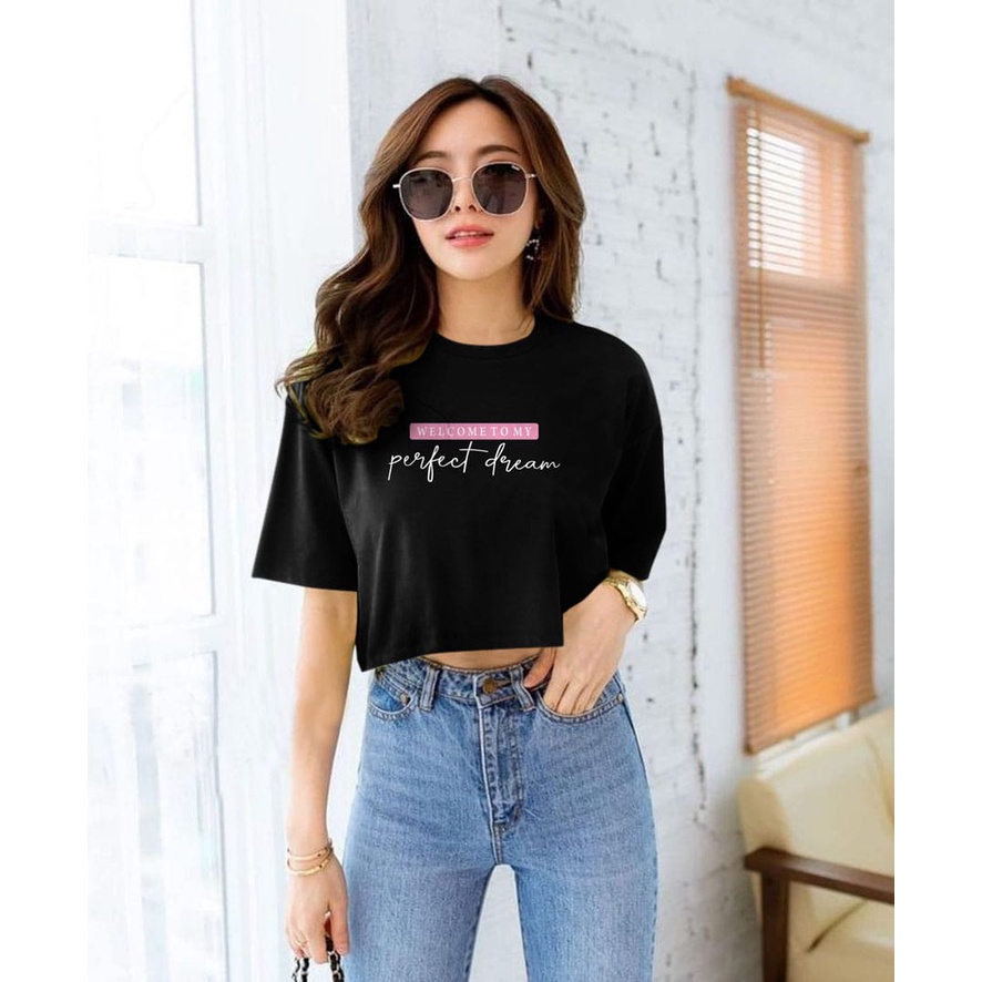 Flava_Store-Welcome Tommy Crop Top Kaos Lengan Pendek Wanita