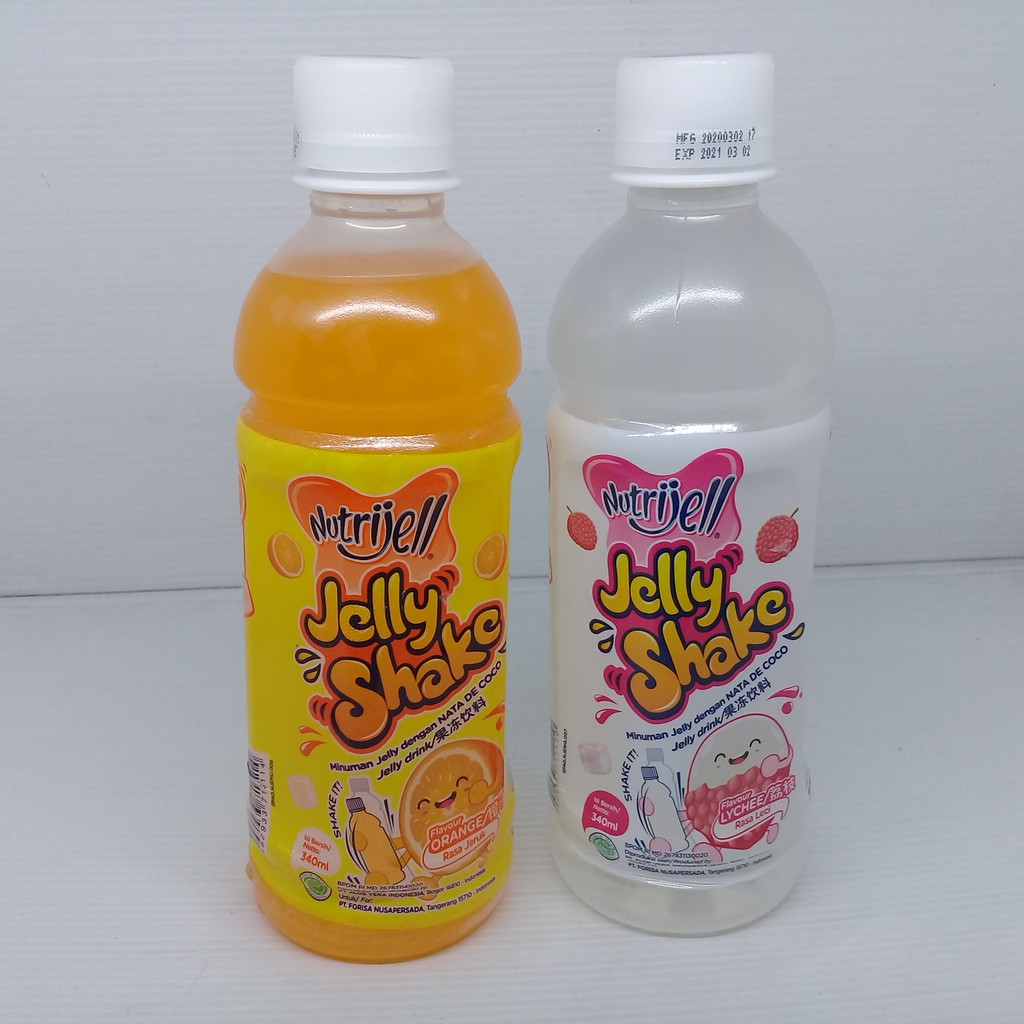 

Nutrijell Minuman Botol Jelly Shake 340 ml Nata De Coco Lychee / Orange