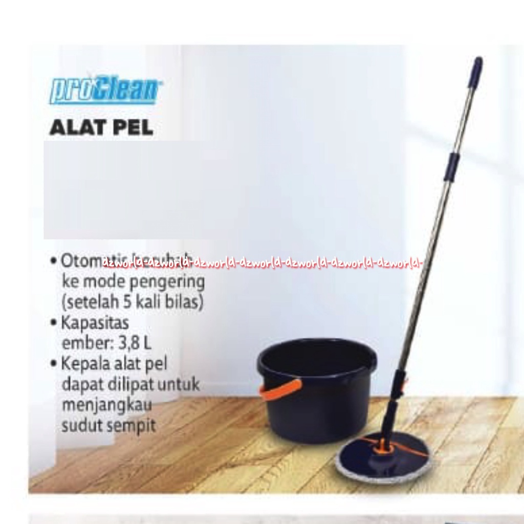 Proclean Compact Spin Mop Set Alat Pel Dengan Ember Bulat Pro Clean Pel Lantai Mop Bisa ditekuk Warna Abu Abu Proklin ember
