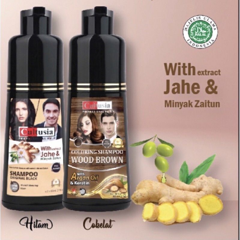 Cultusia Coloring Shampoo 160ml Original Black | Wood Brown | Shampo Pewarna Rambut Uban