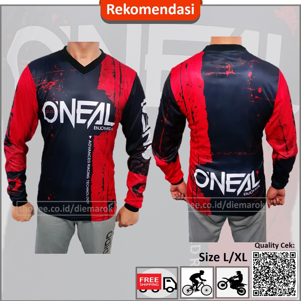 Baju Jersey Sepeda  MTB Gunung  Oneal Red Hitam Pakaian 
