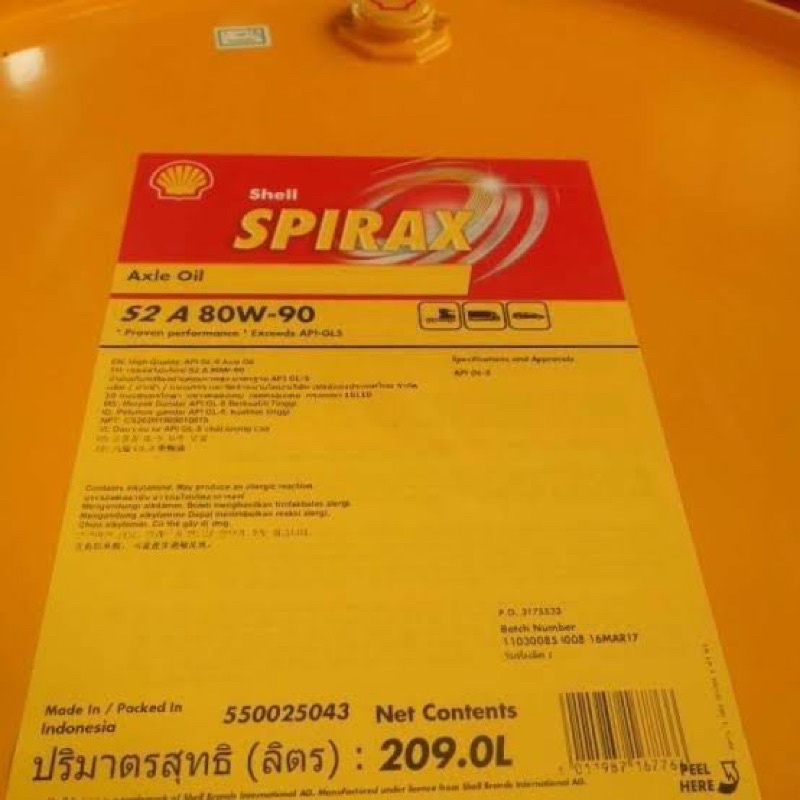 Oli Shell Spirax S2 A 80w - 90 Oli Gardan 209Liter