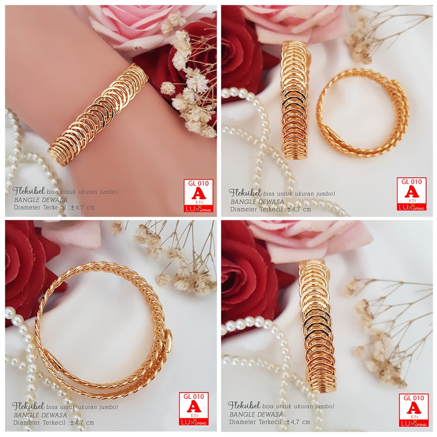 GL 010 Gelang Bebas Ukuran Free Size Gelang Lilit Gelang Fleksibel  Slap Bracelet Gelang Unik Ukuran Besar Bisa Dipakai Untuk Orang Gemuk Gelang Orang Kurus Perhiasan Wanita Emas Imitasi Gelang Bangle Slap Bracelet Luxx Xuping-2