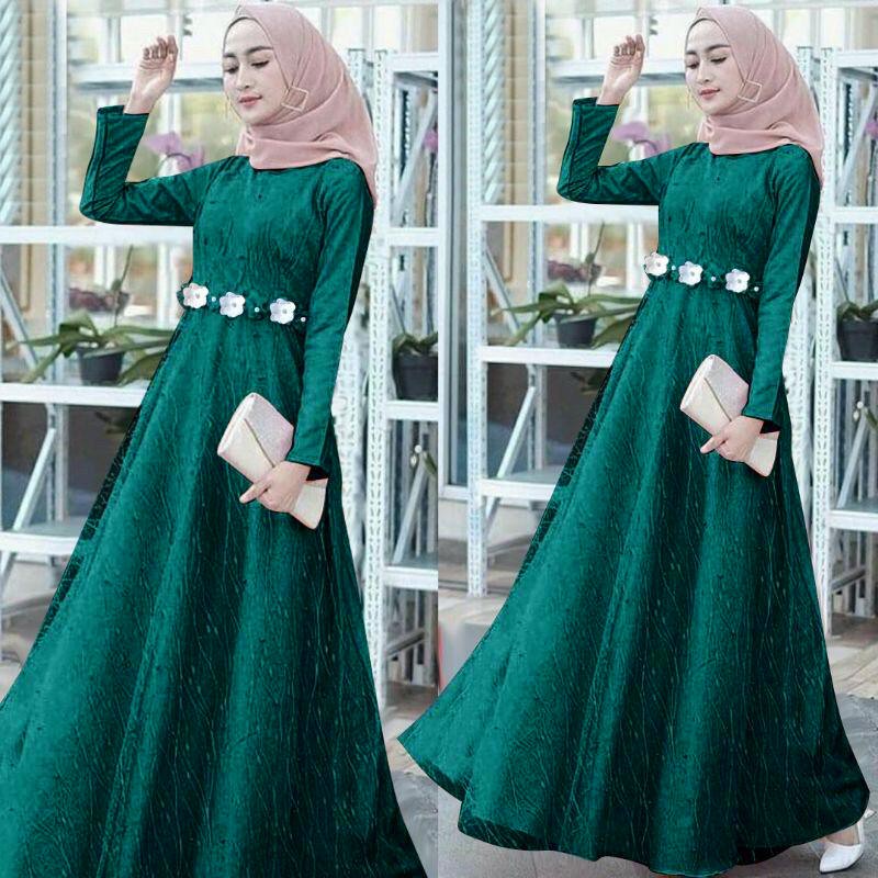 (SIZE M, L, XL, XXL) GAMIS BRUKAT MAXI ALOSIA BRUKAT TULANG PREMIUM