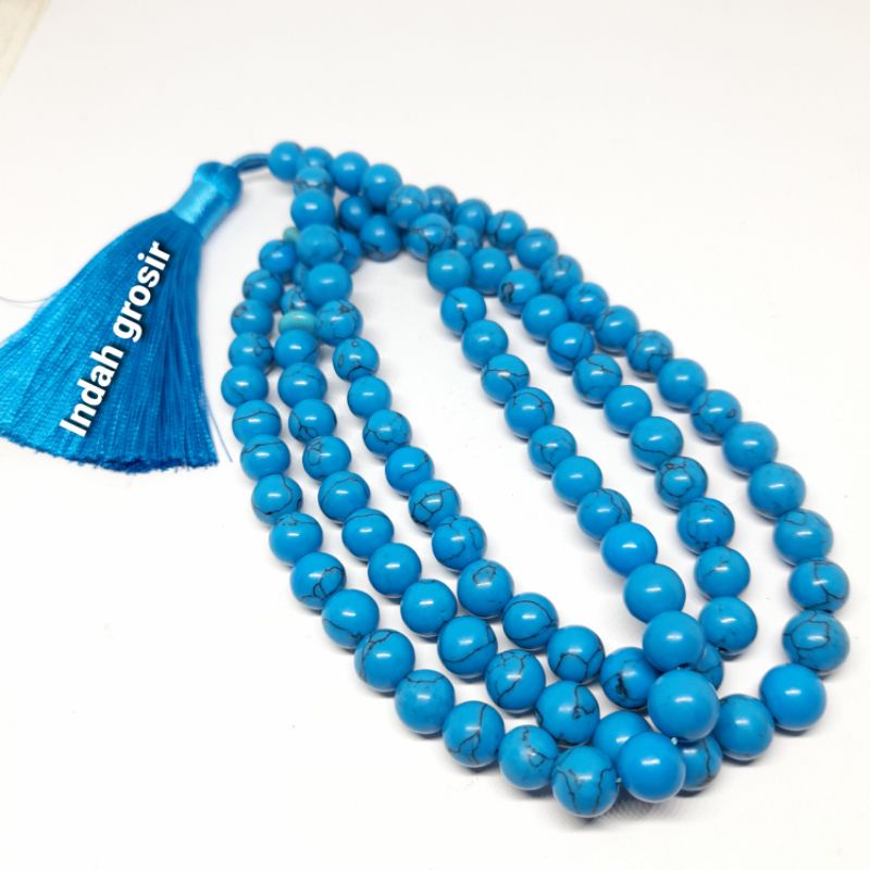 TASBIH BATU PIRUS BIRU 8MM 99BUTIR ORIGINAL