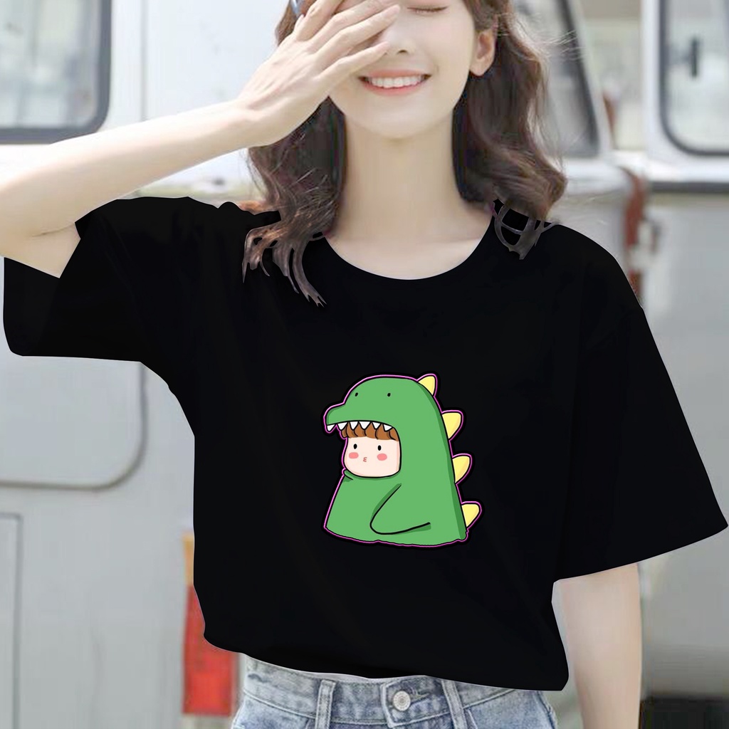 CALVIERO SHOP - BAJU KAOS ATASAN WANITA PRINT DINO GIRL