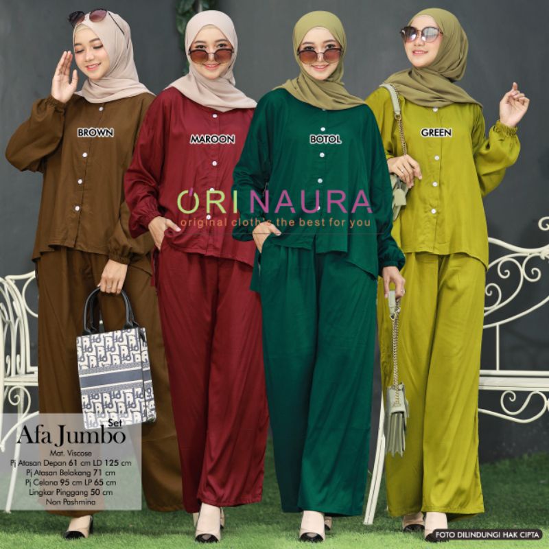 Setelan wanita muslim afa jumbo ori naura