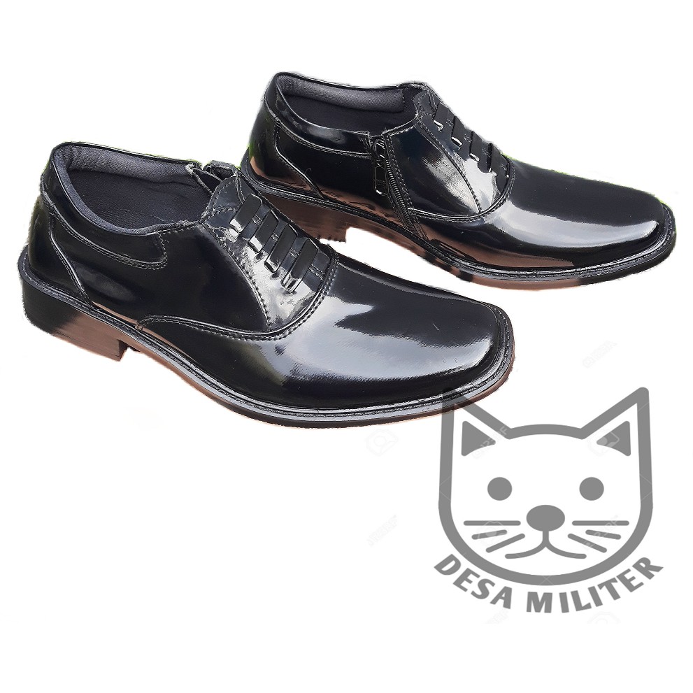 Sepatu PDH Resleting Kilap - Sepatu Pantofel Polri