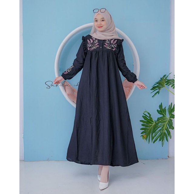 AINAYA DRESS / GAMIS BORDIR / FASHION WANITA / GAMIS POLOS BORDIR TERBARU