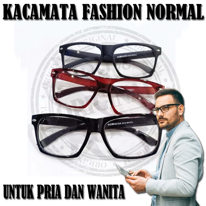 Kacamata Normal Gaya Lens Transparan Pria Wanita Fashion Square Frame Kaca mata Baca Kaca mata Gaya