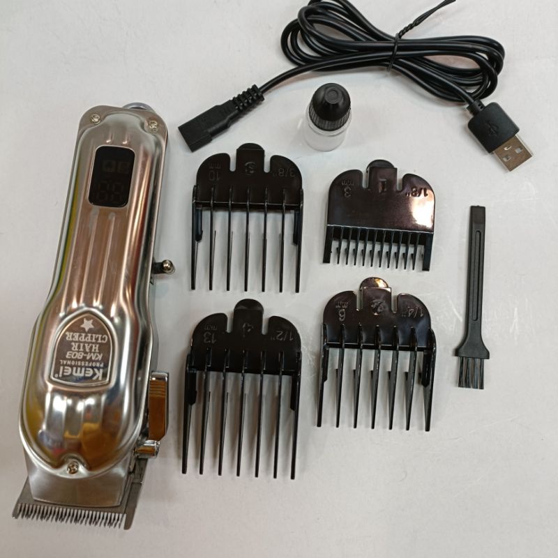 Alat Mesin Cukur Pangkas Rambut Kemei Km 803  Clipper Profesional Recharger Silver