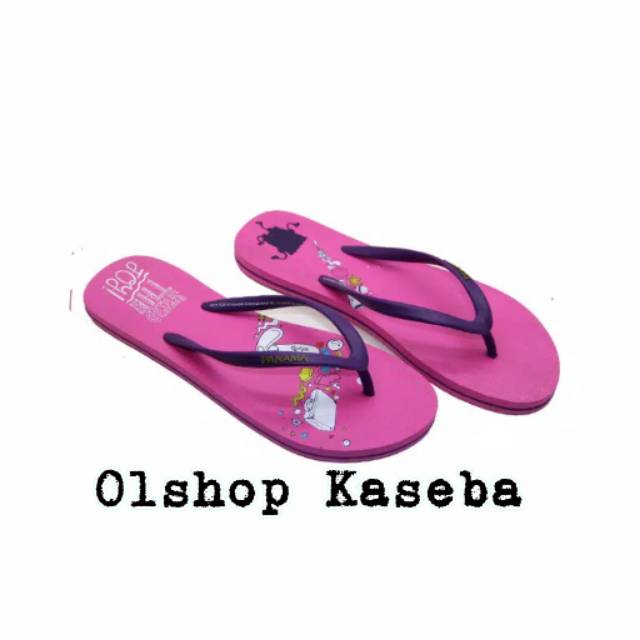 Sandal Jepit Panama Spongebob Wanita SBW6 Fuchsia Doodle Sandal Karet Cewe Sandal Jepit Wanita