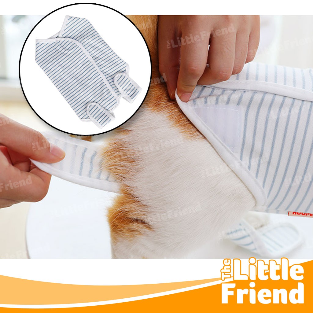 Baju Anjing Kucing Full Body Stripe Pasca Operasi Steril Anti Jilat