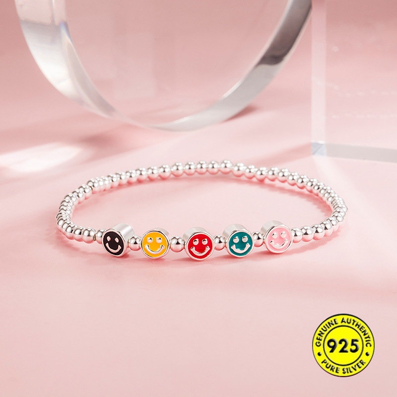 Gelang Tangan Rantai Aksen Smiley Face Lucu Untuk Wanita U1008