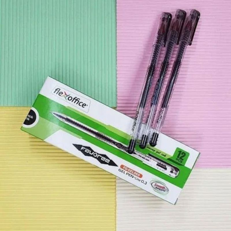 

Pulpen/Bolpoin flex office gel pen line 0.3 FAVOREE [PACK]✓